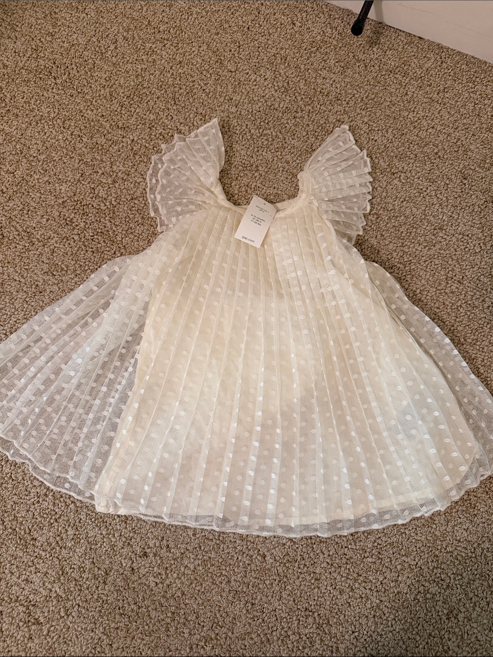 GAP Girls Cream Dot Mesh Dress
